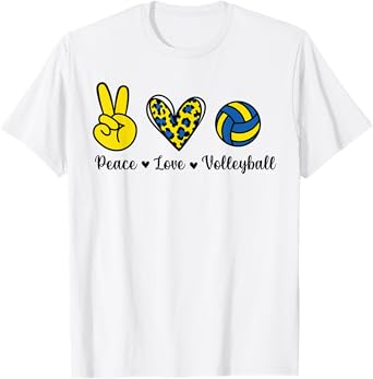 Peace Love Volleyball Cute Pastel for Women Teen Girls Tween T-Shirt