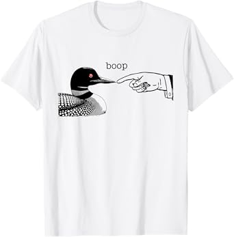 Loon Boop With Pointing Hand Human - Water Bird Loon Lovers T-Shirt