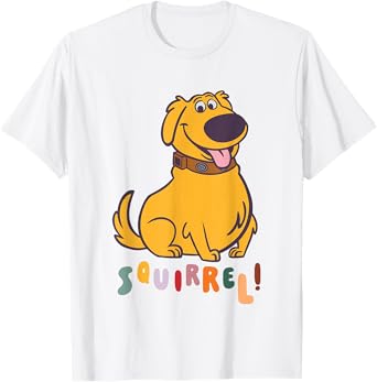 Disney Pixar Up Cute Dug Hunting Squirrel Big Chest Logo T-Shirt