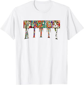 Mid-Century Modern Cubism Expressionist Cats Kitty Art T-Shirt
