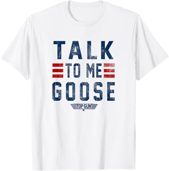 Top Gun Talk To Me Goose Distressed Text,Short Sleeve T-Shirt