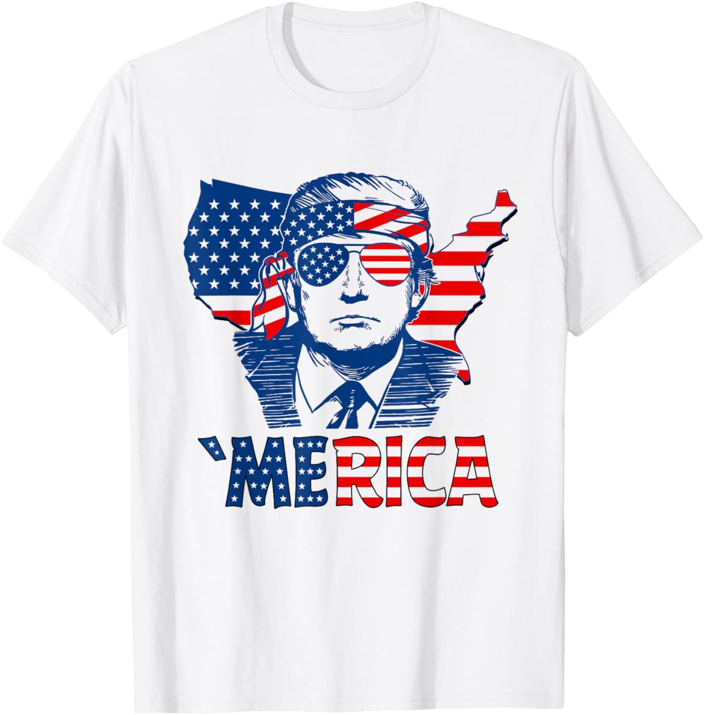 'MERICA TRUMP Happy 4th Of July Trump Patriot American Flag T-Shirt