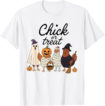 Halloween Chicken Chick or Treat, Skeleton Ghost Chicken T-Shirt