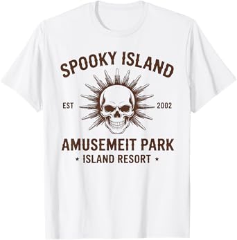Spooky Island Retro Halloween Skull 90s Halloween Summerween T-Shirt