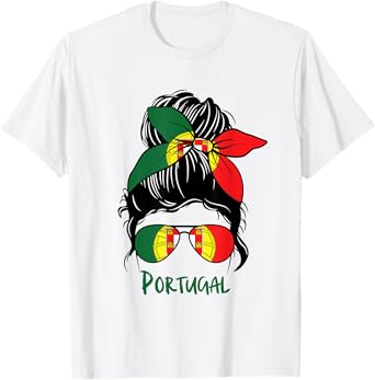 Portuguese Girl Bandana Flag Colors Proud Portugal Woman T-Shirt
