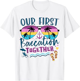 Our First Baecation 2025 Matching Couples Romantic Vacation T-Shirt