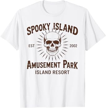 Spooky Island Retro Halloween Skull 90s Halloween Summerween T-Shirt