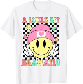 A Little Bit Dramatic Hippie Retro Groovy Funny Kids Girls T-Shirt