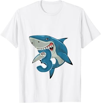Kids 3rd Birthday Shark 3 Years Old Birthday Shark Theme T-Shirt
