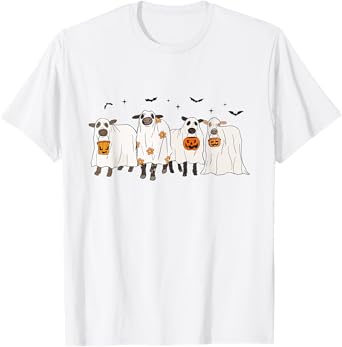 Happy Halloween Cow Ghost Spooky Season Cow Lover Cow Farm T-Shirt