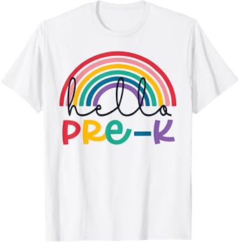 Hello Pre-K Rainbow Back To School Teacher Student Kid T-Shirt