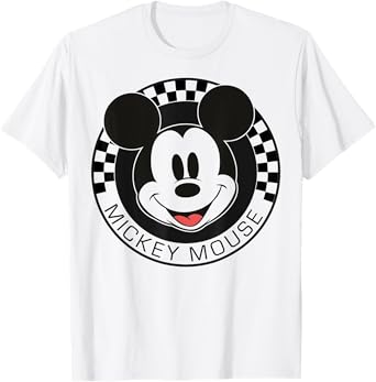 Disney Mickey And Friends Mickey Mouse Checkerboard Circle Short Sleeve T-Shirt For unisex-child, Small