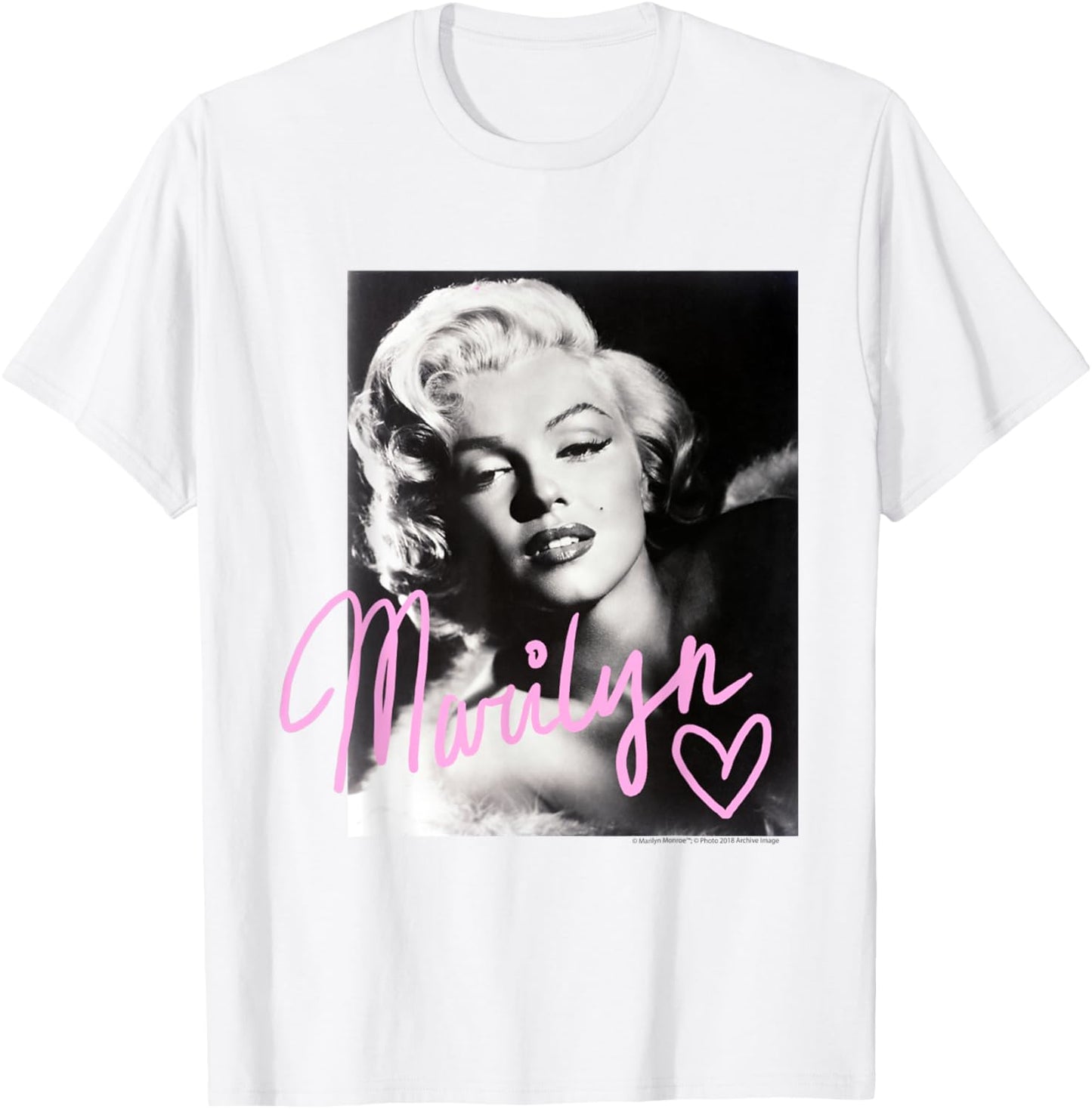 Marilyn Monroe black and white, pink handwriting Short Sleeve T-Shirt