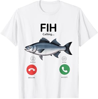 Funny Fishing Phone Call Design Decline Accept Fih Calling T-Shirt