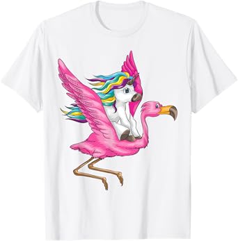 Unicorn Riding Flamingo Shirt | Fantasy Creatures Fans Gift