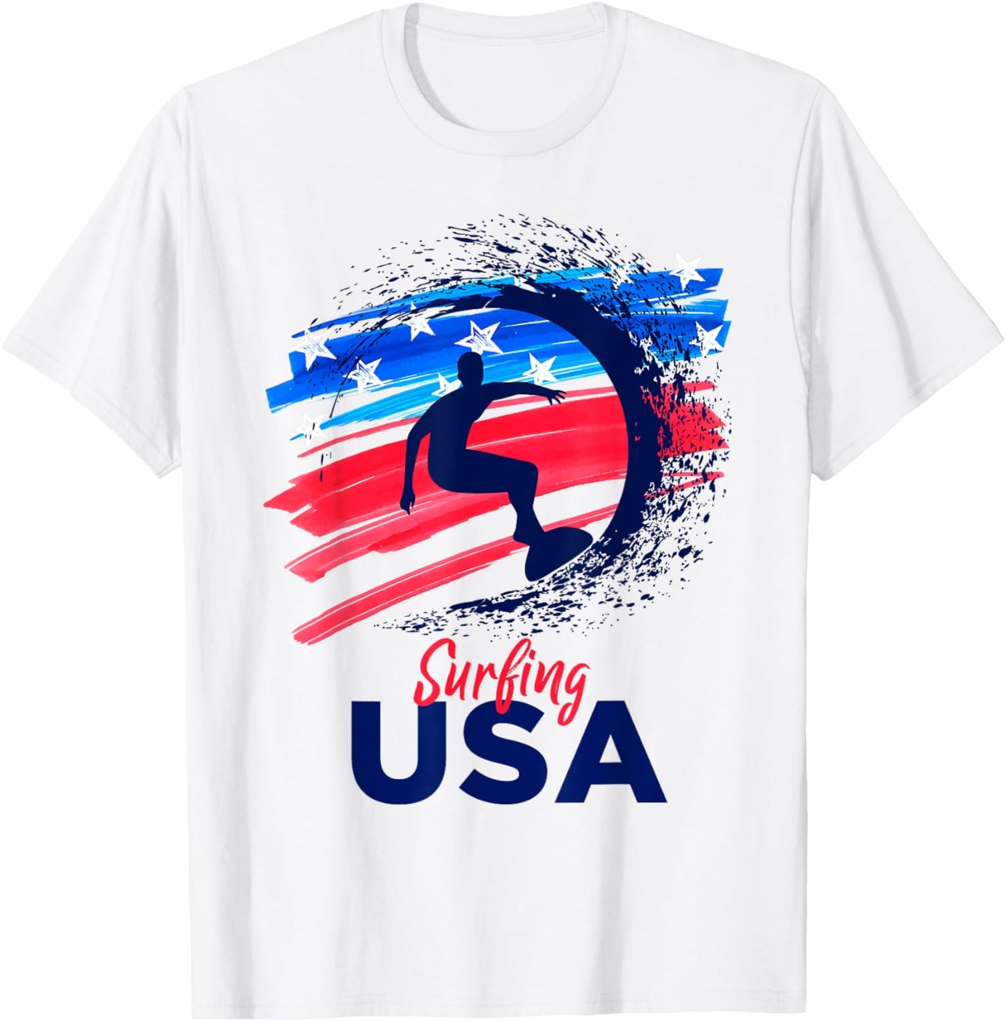 Mens Surfing USA Support the Team Shirt USA Flag Surf Lover T-Shirt