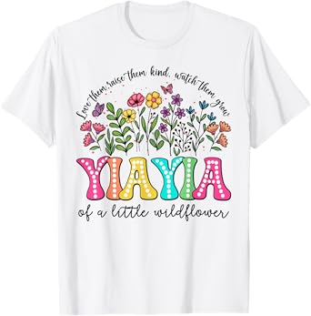 YiaYia Of The Little Wildflower Birthday Kids Groovy T-Shirt