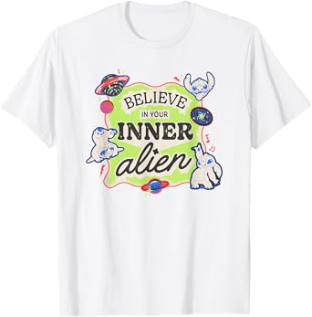 Disney Lilo & Stitch Believe In Your Inner Alien Retro Logo T-Shirt