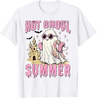 Hot Ghoul Summer, Ghost Sunglasses Beach, Funny Summer Ghoul T-Shirt