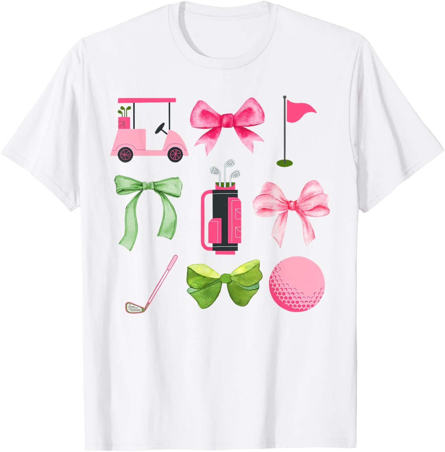 Coquette Bow Golf Cart Game Day Golfing Golfer Golf Lover T-Shirt