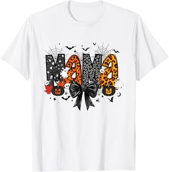 Mama Leopard Halloween Pumpkin Ghost For Mom Women T-Shirt