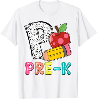 P Is For Pre-K Teacher Pencil Apple Back To School T-Shirt