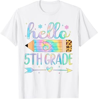 Tie Dye 5th Grade Back To School Hello Fifth Grade Teacher T-Shirt