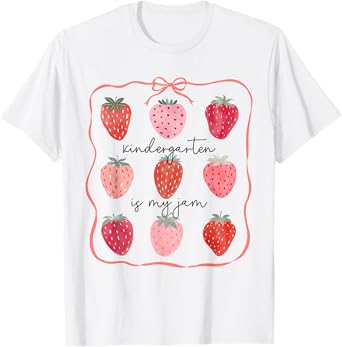 Kindergarten Is My Jam Strawberry Back to School Girls Boys T-Shirt