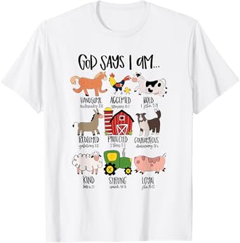 God Says I am Bold Shirt, Christian Farmer Farm Animal Crew T-Shirt