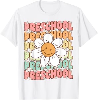 Groovy Preschool Cute Back To School First Day of Pre K T-Shirt