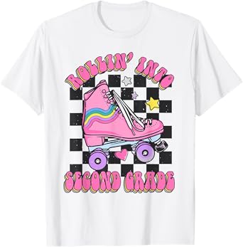 Kids Back To School Skating Rollin Into Second 2nd Grade T-Shirt