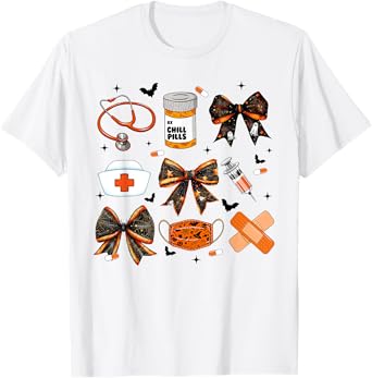 Nurse Halloween Coquette Bow Spooky Season Women Girl T-Shirt