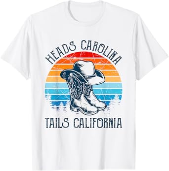 Heads Carolina Tail California Country Music Cowgirl Western T-Shirt