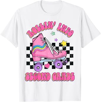 Rollin Into Second Grade Skating Back To School Kids Girls T-Shirt