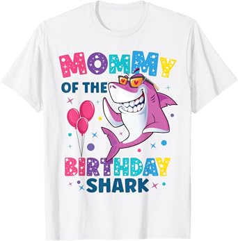 Mommy of the Shark Birthday Mom Matching Family T-Shirt