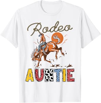 Rodeo Auntie Cowboy Cowgirl Birthday Matching Family T-Shirt