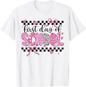 First Day Of School Coquette Bow Back To School Girls T-Shirt