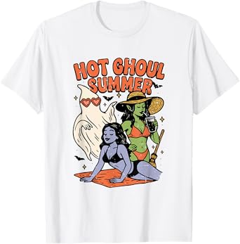 Funny Girly Summerween Cute Hot Ghoul Summer Halloween Beach T-Shirt