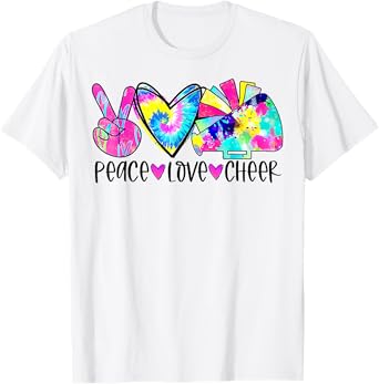 Peace Love Cheer Shirt Tie Dye Cheerleading Cheerleader Gift T-Shirt
