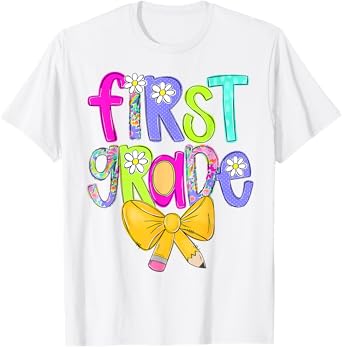 First Grade Coquette Bow Back To School First Day Of School T-Shirt