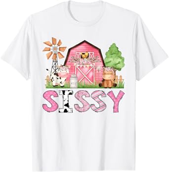 Sissy Pink Farm Animal Birthday Kids Matching Family T-Shirt