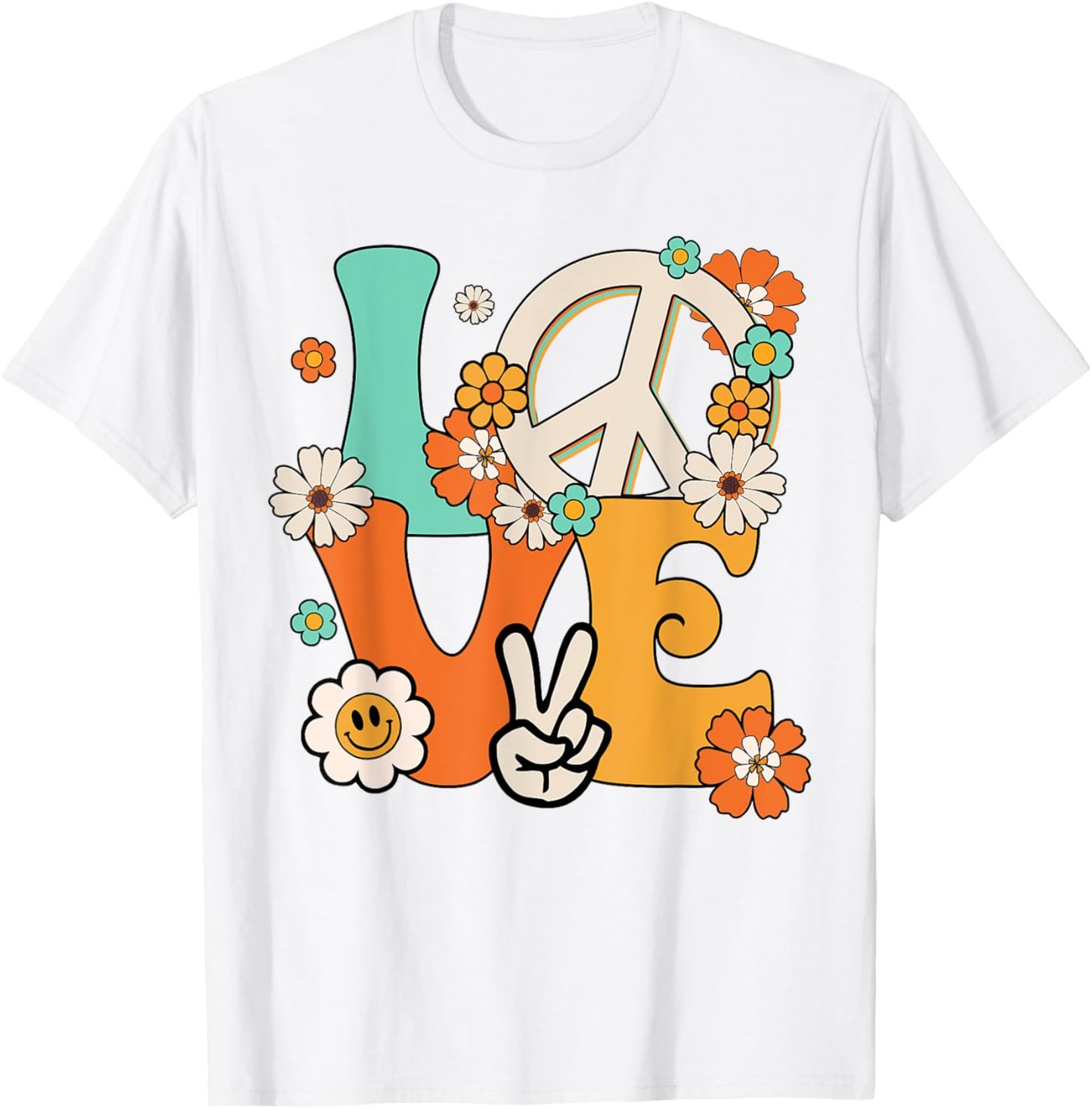 PEACE SIGN LOVE T Shirt 60s 70s Tie Dye Hippie Costume T-Shirt