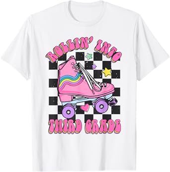 Kids Back To School Skating Rollin Into Third 3rd Grade T-Shirt