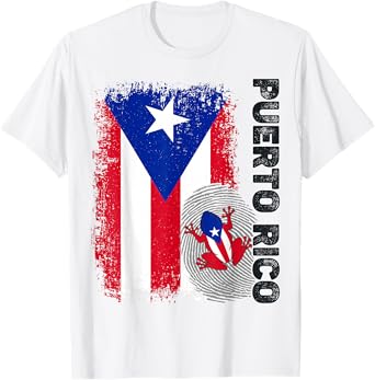 Puerto Rico Flag Hispanic Heritage Boricua Puerto Rican Frog T-Shirt