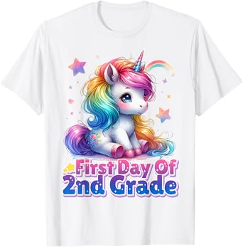 First Day Of 2nd Grade Unicorn Back To School Girls Kids T-Shirt