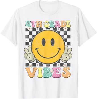 Girls 4th Grade Vibes Smile Face Back to School Fourth grade T-Shirt