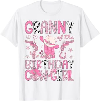 Granny Of The Birthday CowGirl Pink Rodeo Western T-Shirt