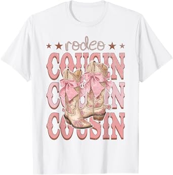Rodeo Cousin Pink Boots Coquette Cow-Girl Birthday Party T-Shirt