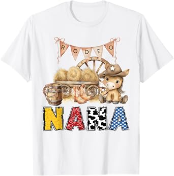 Rodeo Nana Western Cowboy Birthday Matching Family T-Shirt