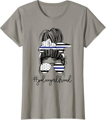 Funny Police Girlfriend Police Officer Girlfriend Blue Line T-Shirt
